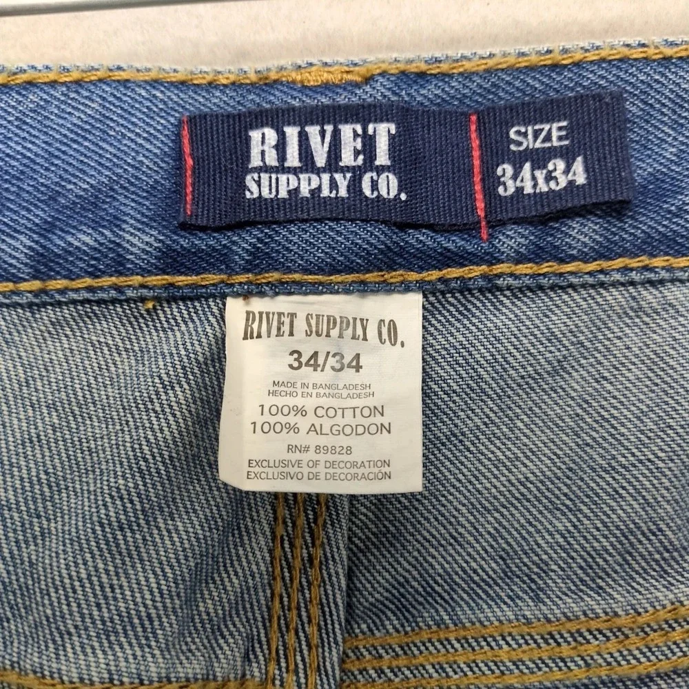 NWT Rivet Supply Co Workwear Jeans Mens 34x34 Relaxed Rugged Denim (36x34 Fit)